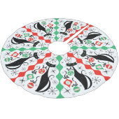 Retro Xmas Cat Stripe Tree Rock Polyester Weihnachtsbaumdecke (Schrägansicht)