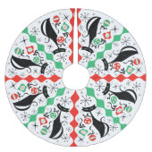 Retro Xmas Cat Stripe Tree Rock Polyester Weihnachtsbaumdecke (Vorderseite)