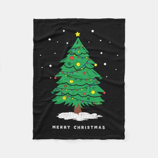 Retro Xmas frohe Weihnachtsbaumleuchten Fleecedecke (Vorderseite)