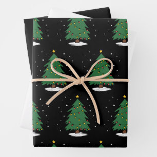 Retro Xmas frohe Weihnachtsbaumleuchten Geschenkpapier Set