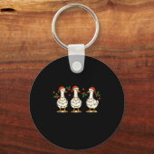 Retro Xmas Just A Festive Goose Lights Santa Hat C Schlüsselanhänger (Vorderseite)