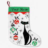 Retro Xmas Katzenname 2-seitig Kleiner Weihnachtsstrumpf (Vorderseite)