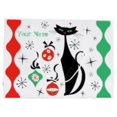 Retro Xmas Katzenstrichname Große Geschenktüte (Rückseite)