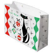 Retro Xmas Katzenstrichname Große Geschenktüte (Rückseite Schrägansicht)