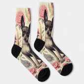 Retro Xoloitzcuintle Nahtlose Illustration Socken (Rechts)