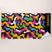 Retro y2k Ästhetische Wirbel Abstrakt Name Strandtuch (Vorderseite)