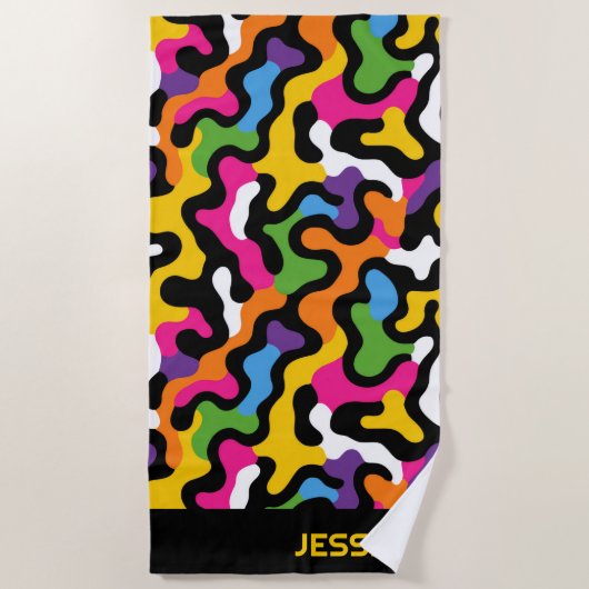 Retro y2k Ästhetische Wirbel Abstrakt Name Strandtuch (Vorderseite)