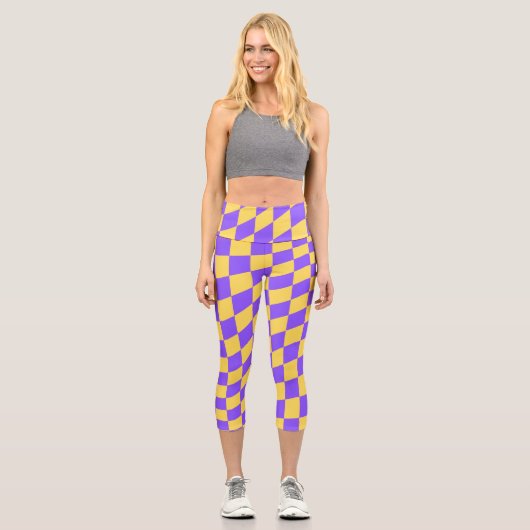 Retro-Y2K-Checkerboard Capri Leggings (Vorderseite)