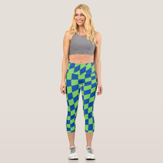 Retro Y2K Checkerboard Capri Leggings (Vorderseite)