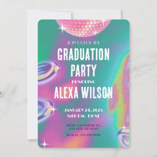 Retro y2k Graduierungsparty Einladung (Vorderseite)