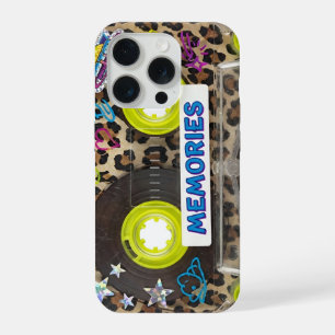 Retro Y2K Kassettenband 1980er Leopard Print Ästhe iPhone 15 Pro Hülle
