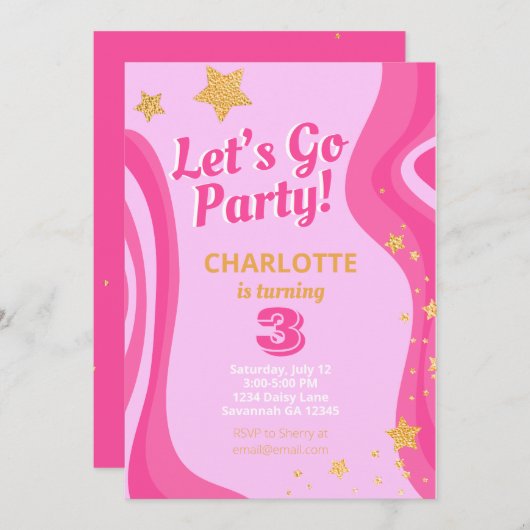 Retro Y2K Malibu Doll Einladung (Vorne/Hinten)