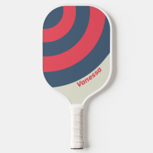 Retro Yacht Club Kreisstreifen mit Name Pickleball Schläger