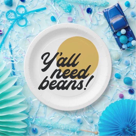 Retro 'Y'all Need Boans' Bohnenprotokoll Pappteller (Party)