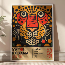 Retro Yayoi Kusama Japanese Tiger Exhibition Poster