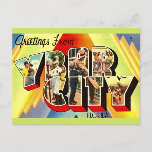Retro Ybor City Postkarte (Vorderseite)
