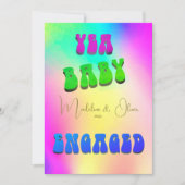 Retro Yea Baby Colorful Verlobung Einladung (Vorderseite)