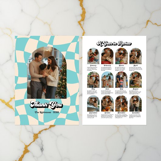 Retro "Year in Review" Feiertag Dankeskarte