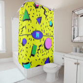 Retro Yellow 80er Memphis Abstrakt Style Nahtlos Duschvorhang (Beispiel)