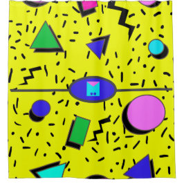 Retro Yellow 80er Memphis Abstrakt Style Nahtlos Duschvorhang