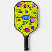 Retro Yellow 80er Memphis Abstrakt Style Pickleball Schläger (Vorderseite)