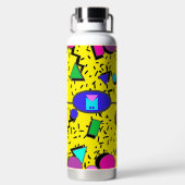 Retro Yellow 80er Memphis Abstrakt Trinkflasche (Rückseite)