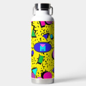 Retro Yellow 80er Memphis Abstrakt Trinkflasche (Vorderseite)