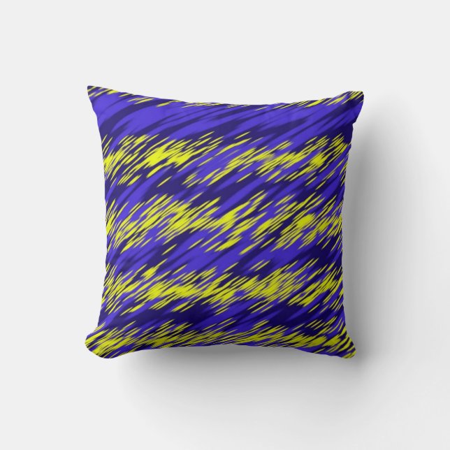 Retro Yellow and blue Abstract stripes geometric  Kissen (Vorderseite)