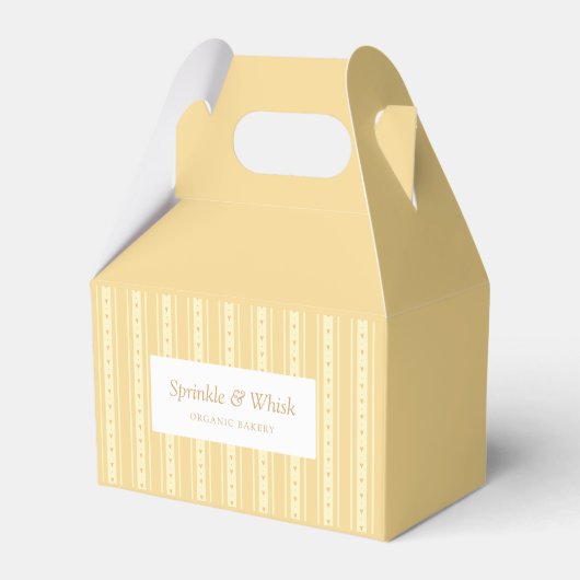 Retro Yellow And Orange Heart Stripes Bakery Geschenkschachtel (Vorderseite)