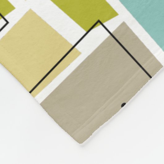 Retro Yellow Blue Abstrakt Squares Mitte Jahrhunde Fleecedecke (Ecke)