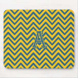 Retro Yellow Blue Zickzack Modernes Design Mousepad