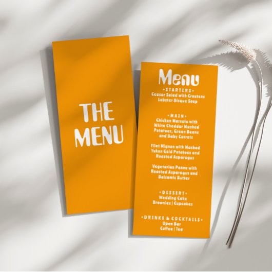 Retro Yellow Bright Groovy Moderne einzigartige Ho Menükarte