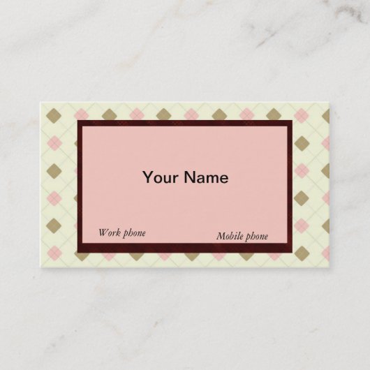 RETRO YELLOW-BROWN-PEACH RAUTE BUSINESS CARDS VISITENKARTE (Vorderseite)