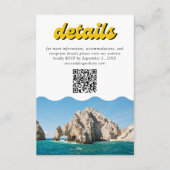 Retro Yellow Cabo Wedding Details QR Code Begleitkarte (Vorderseite)