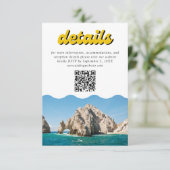 Retro Yellow Cabo Wedding Details QR Code Begleitkarte (Stehend Vorderseite)