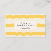 Retro Yellow Cream Wavy Stripes Trendy Boho Visitenkarte (Vorderseite)