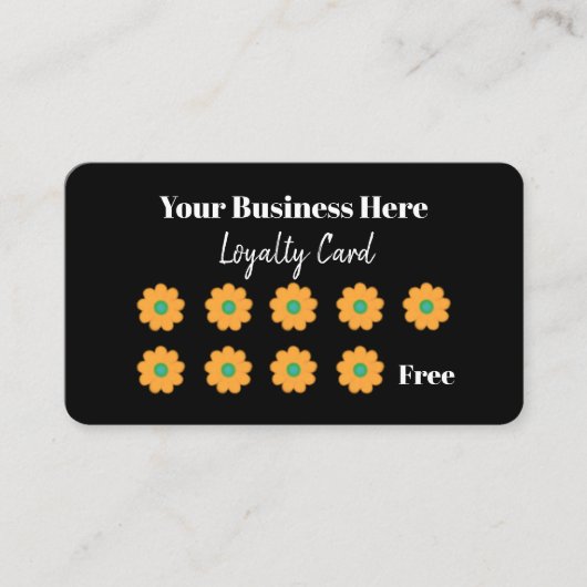 Retro Yellow Daisy Business Loyalty Card Treuekarte (Vorderseite)