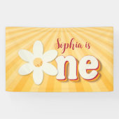 Retro Yellow Daisy Erster Geburtstagsbanner | Groo Banner (Horizontal)