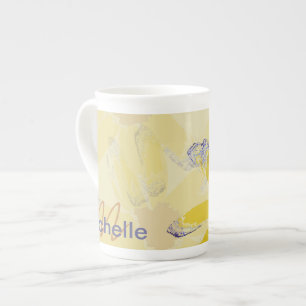 Retro Yellow Daisy Mit Monogramm Porzellantasse