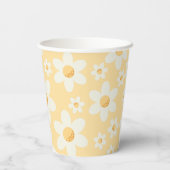 Retro Yellow Daisy Paper Cup | Groovy Boho Birthda Pappbecher (Rückseite)