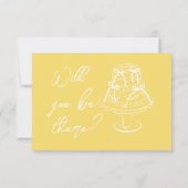 Retro Yellow Hand Drawn Floral QR Code Wedding RSVP Karte (Rückseite)