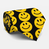 Retro Yellow Happy Face Krawatte (Gerollt)