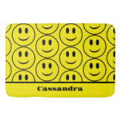 Retro Yellow Happy Face Lächelndes Muster Badematte (Vorderseite)