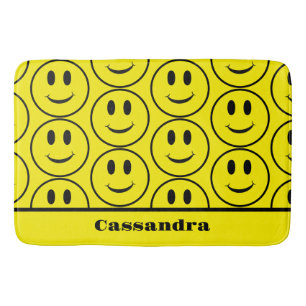 Retro Yellow Happy Face Lächelndes Muster Badematte
