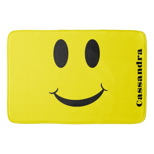 Retro Yellow Happy Face Lächelndes Muster Badematte (Vorderseite)