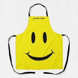 Retro Yellow Happy Face Lächelndes Muster Schürze