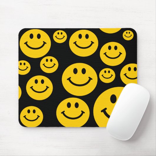 Retro Yellow Happy Face Mousepad (Mit Mouse)