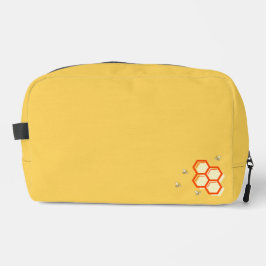 Retro Yellow Honeycomb Bee-uty Bag | Eigener Text Waschbeutel
