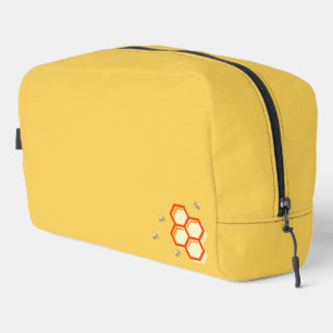 Retro Yellow Honeycomb Bee-uty Bag Eigener Text Waschbeutel
