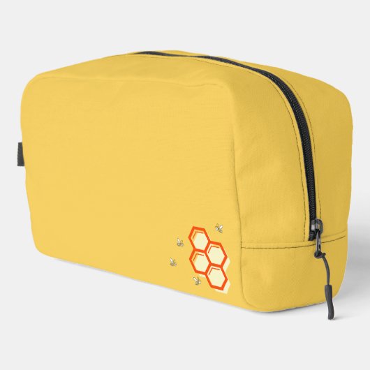 Retro Yellow Honeycomb Bee-uty Bag | Eigener Text Waschbeutel (Rechte Ecke)